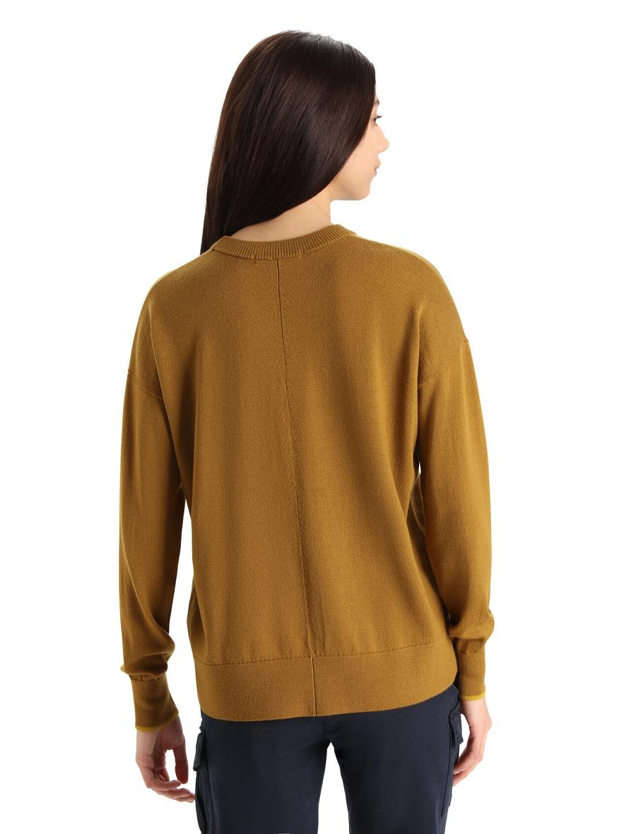 Clove / Silent Gold Icebreaker Merino Shearer Crewe Women's Sweaters | AU 1631VRWD